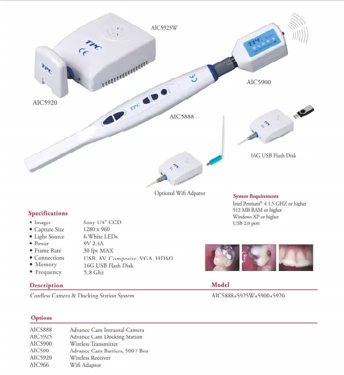 Tpc Super Advance Cam Dental Intraoral Camera With Cordless Camera