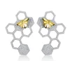 S925 Sterling Silver Stud Earrings Honeycomb Home Guard Dangle Earring Stud for Women and Girls, Handmade Unique Jewelry Gift