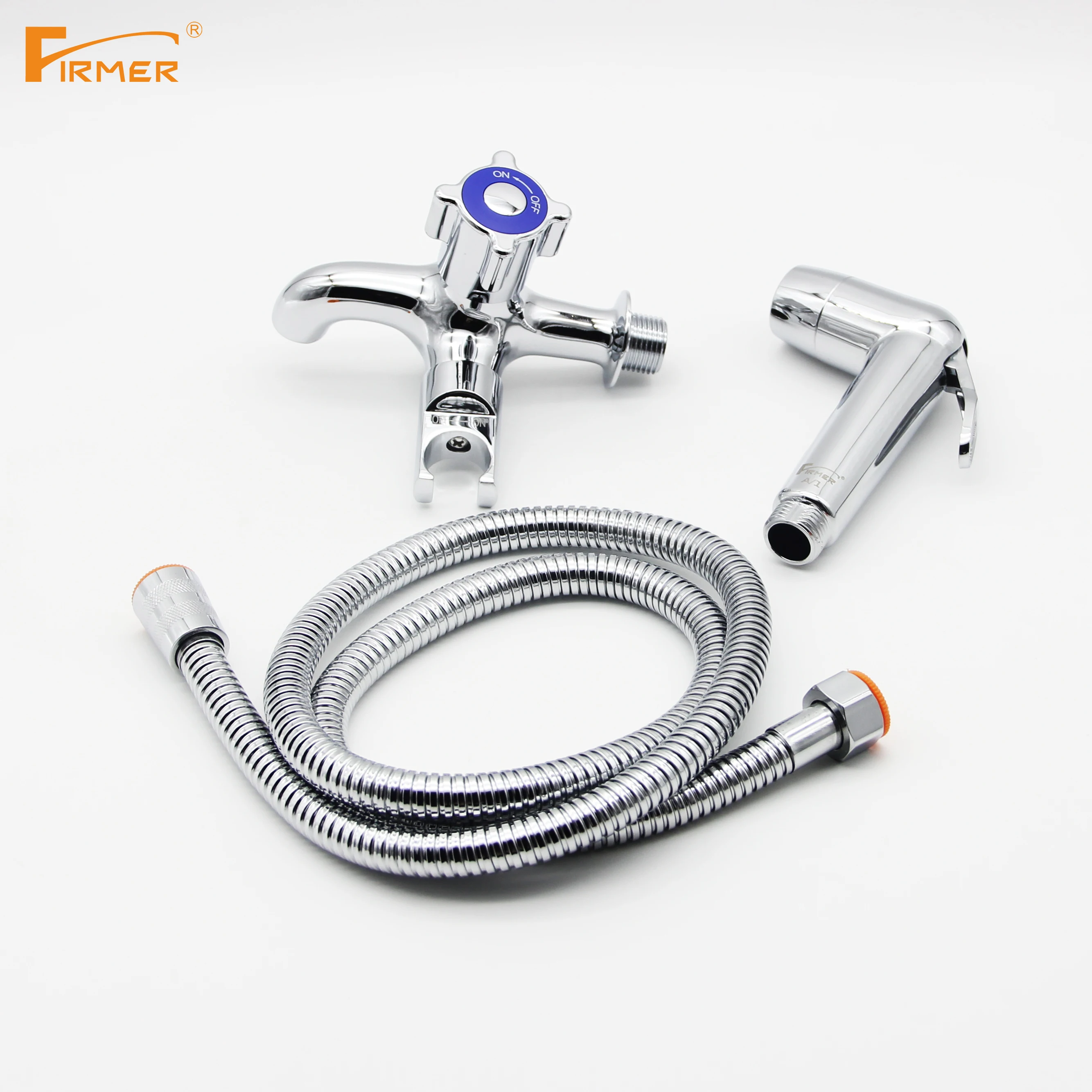 Luxury Hand Held Brass Slim Shattaf Bidet Sprayer w/Hose and Hanger Holder  Set