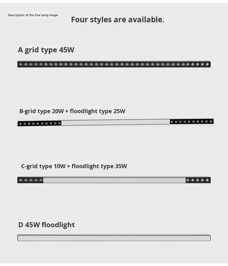 product grid pendant light strip eye protection aluminum alloy 6000k ra90 1200mm office lighting minimalist design-2