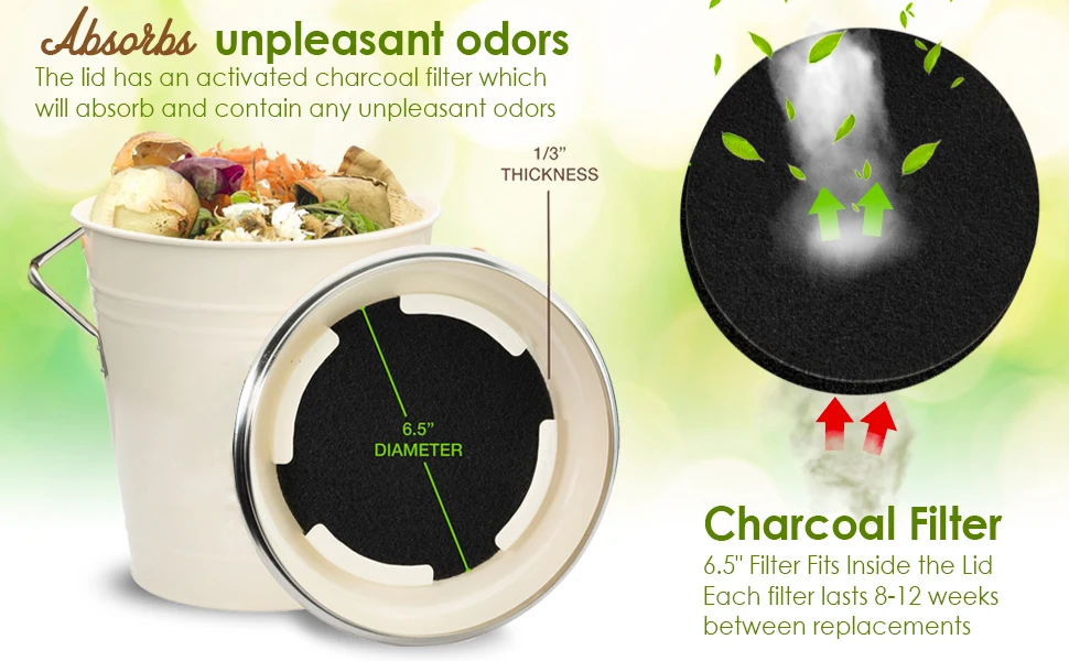 2 In 1 Indoor Kitchen Compost Bin Great For Food Scraps Removable Clean