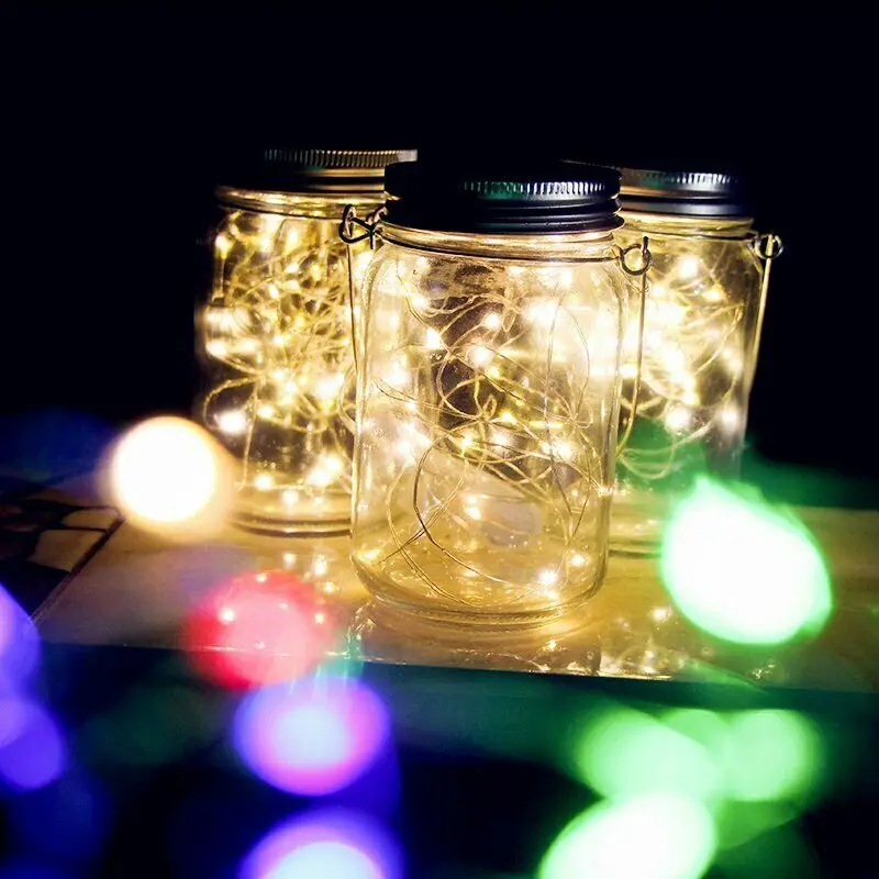 Outdoor Garden Yard Hanging Solar Mason Jar LED String Fairy Lights