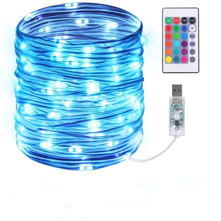 USB Powered 16 Colors Changing 8 Modes LED Rope Light 33ft 100LEDs String Lights with Remote for Bedroom Decorate Garden Pool