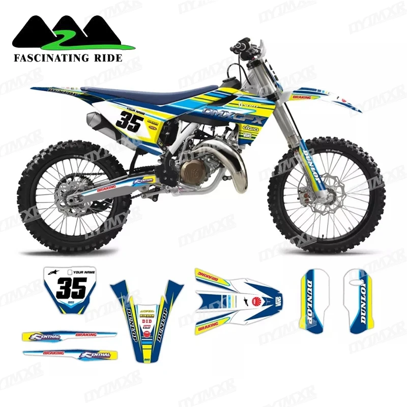 JFG RACING Custom Motorcycle Complete Adhesive Decals Stickers Graphics Kit For 2014-2016 Husqvarna TE 125-250-300 FE 250-350 350S-450-501 501S 
