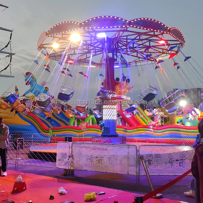 Kid Rider Chairs 24 Seats Portable Kids Funfair Children Amusement Park Flying Chairs ...
