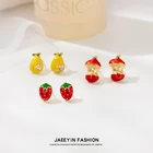 2020 new summer enamel fruit colorful cute apple pear strawberry earrings for women girls