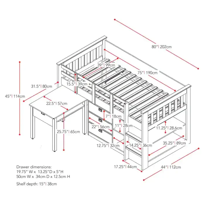 Factory Direct Selling Kids Twin Loft Bed With Desk And Storage Buy