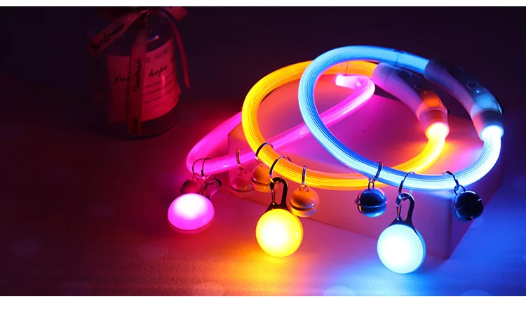 Solid Pattern Rechargeable Dog Collar with Nighttime Glowing Feature Ribbons Decoration Pet Walk Lamp Dropshipping Supported