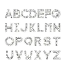 Wholesale Fashion Jewelry sliver 18mm Bling Alphabet Slide Charms Accessory Slide Letters
