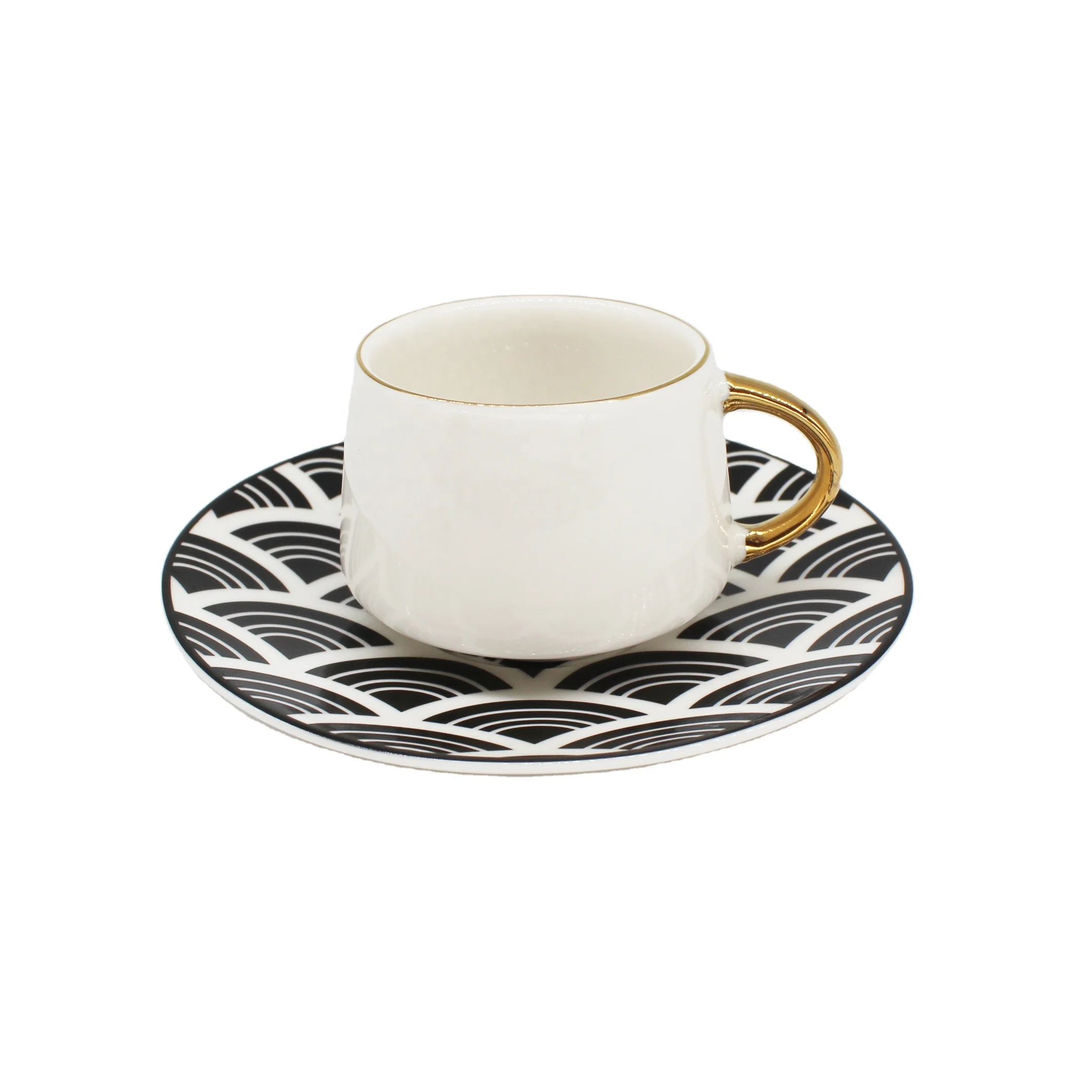 
Gift box pack 6 cups set fine quality black&white teacup coffee set giftware homeware 