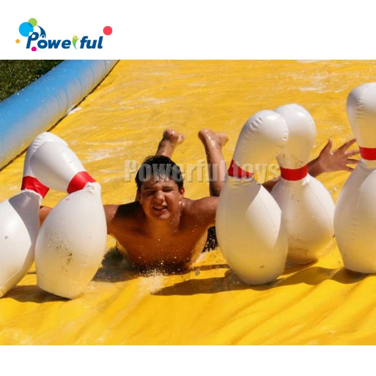 20x2m Water park bowling pins game inflatable water slide