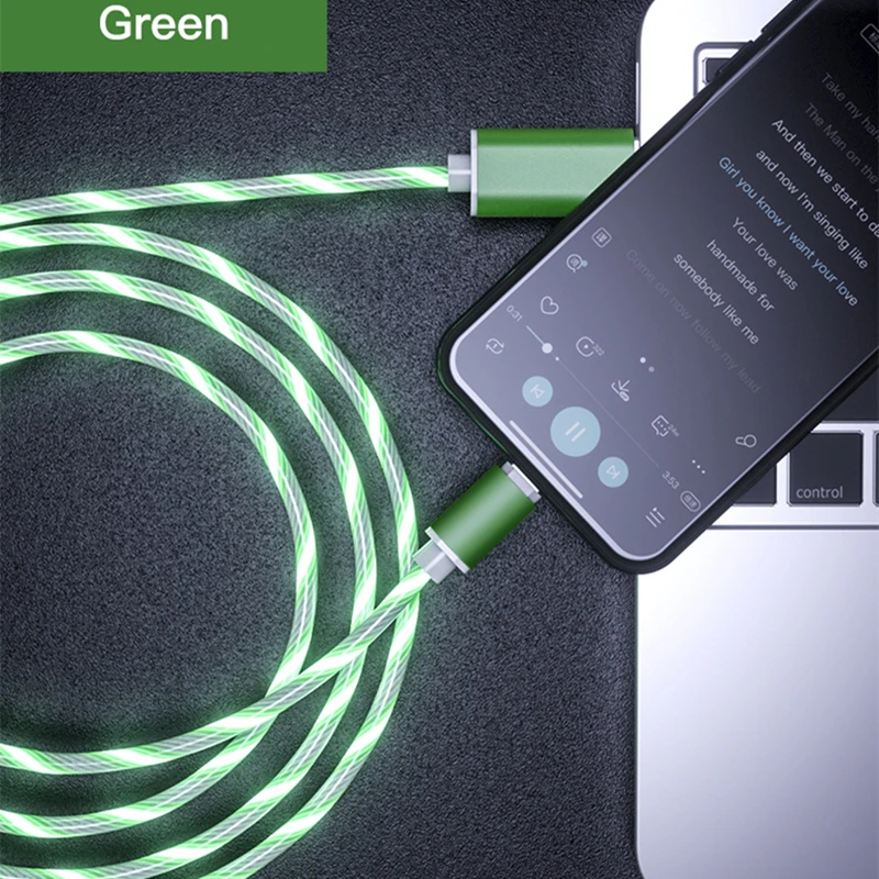 Flowing Light LED Magnetic Charging Cable Micro USB Type C Magnet USB Cable Streamer Phone Charger Cable For iPhone - ANKUX.COM
