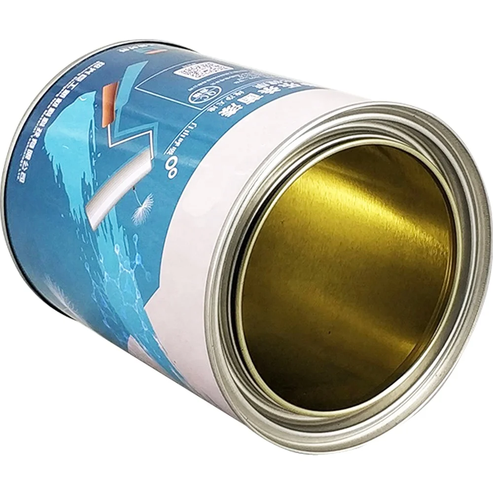 1 Liter Press Round Custom Paint Oil Metal Tin Can With Lids Packaging