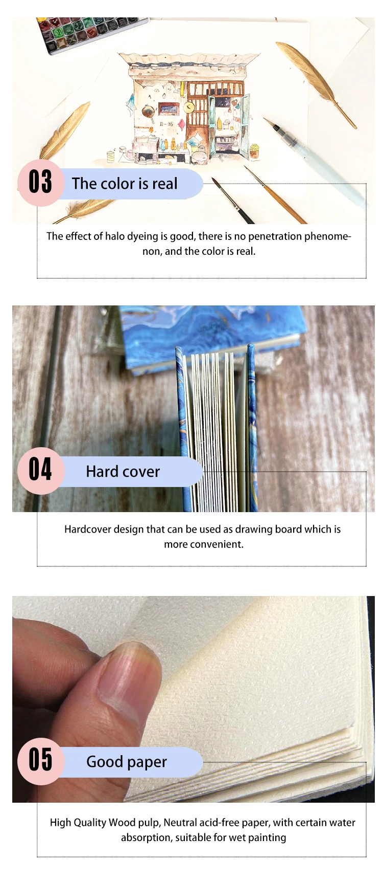 Custom Logo Private Label Architects Sketch Book Eco-Friendly Print Designer Artist Sketchbook Journal Water Colour Notebook