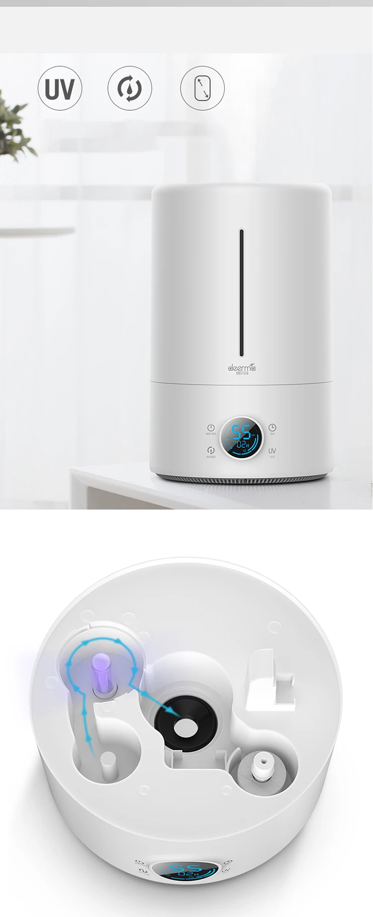 Newest Youpin Deerma 5l Air Humidifier Touch Version Smart Constant  Humidity Uv Led 12h Timing Quiet Air Purifying For Air - Buy  Dem-f628s,Dem-f628s,Deerma Product on Alibaba.com