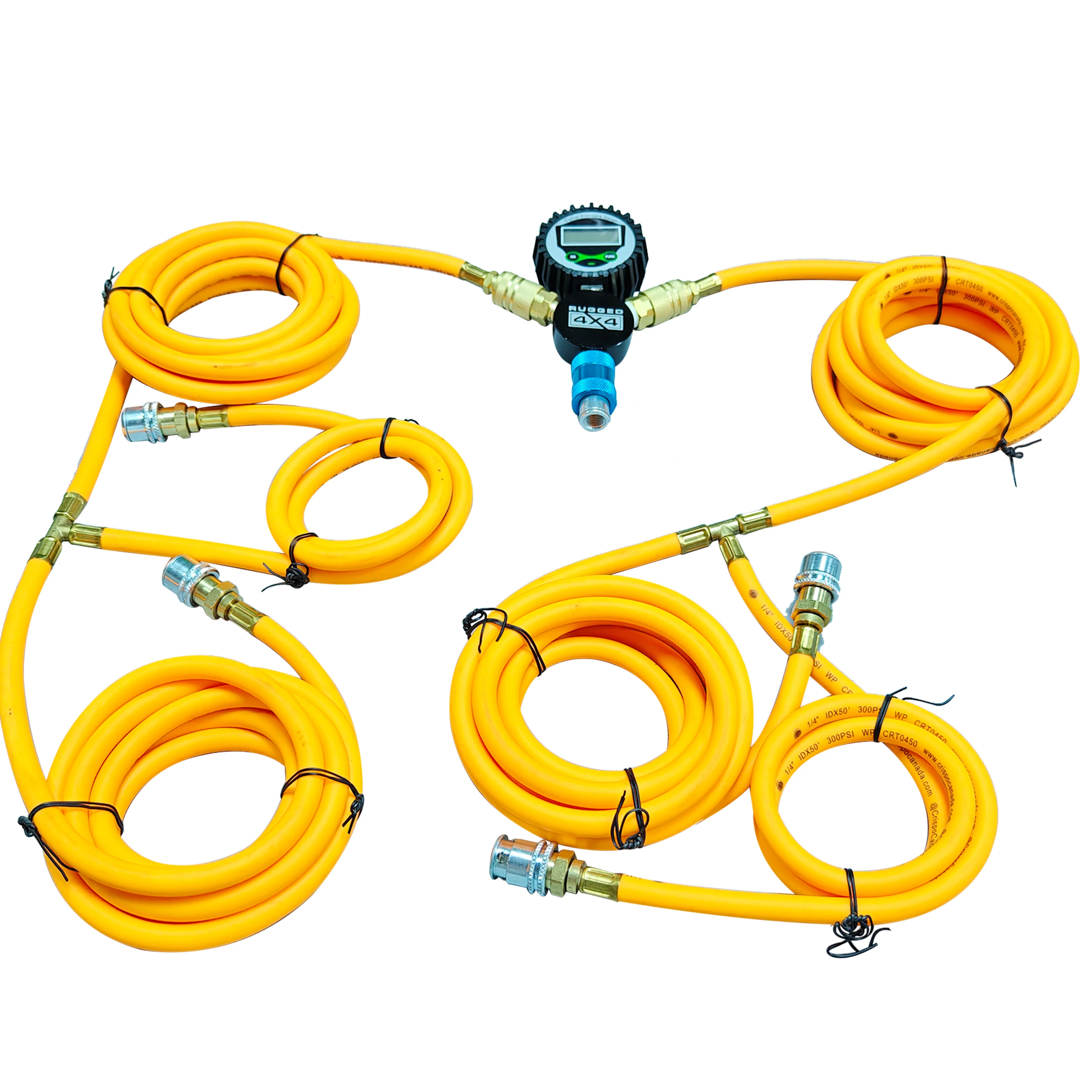 Air Hose Splitter With Gauge And Hose Tire Pressure Equalizer Inflator
