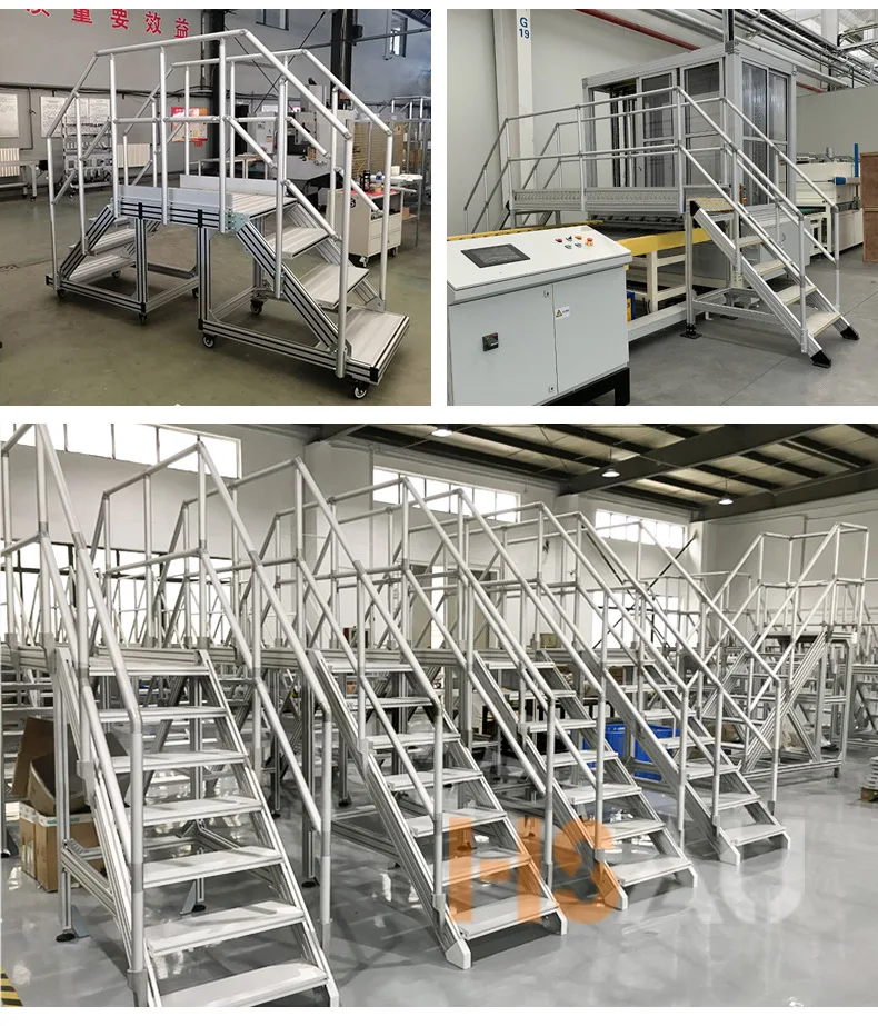 Custom Industrial Aluminum Profile 6000 Series for Stairs and Platform with Bending Cutting Welding Processing Services manufacture