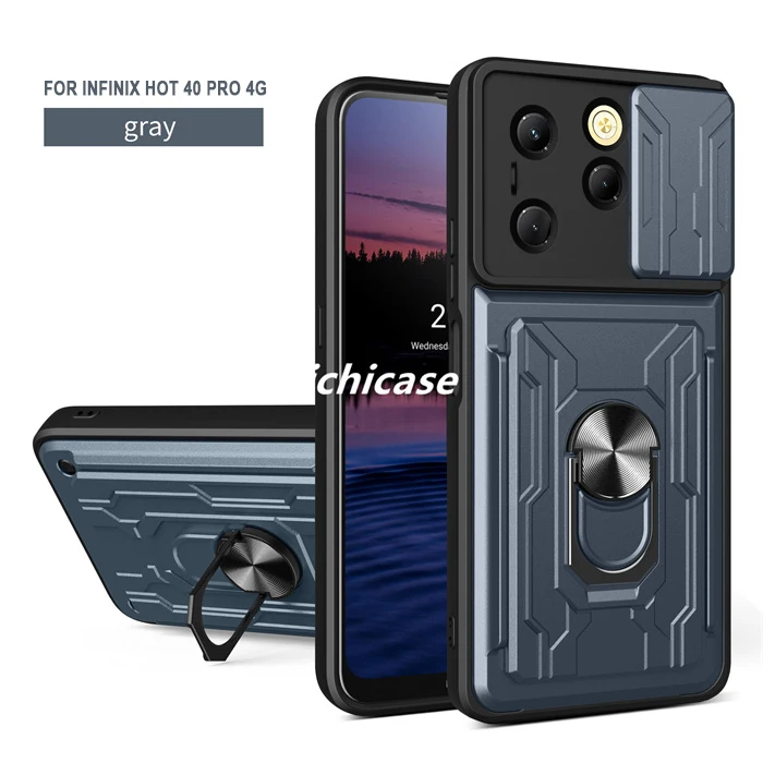 Lichicase Multi-Functional Cell Phone Cases for Infinix Hot 50 Pro+ 4G Ring Stand Armor Cover With Card Hidden Holder Lichicase Multi-Functional Cell Phone Cases for Infinix Hot 50 Pro+ 4G Ring Stand Armor Cover With Card Hidden Holder