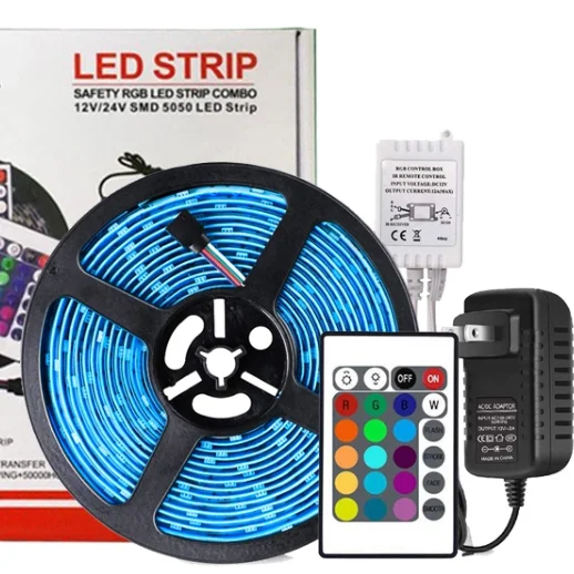 Factory price smd5050 rgb led strip light 5m roll tv backlight with ir remote controller
