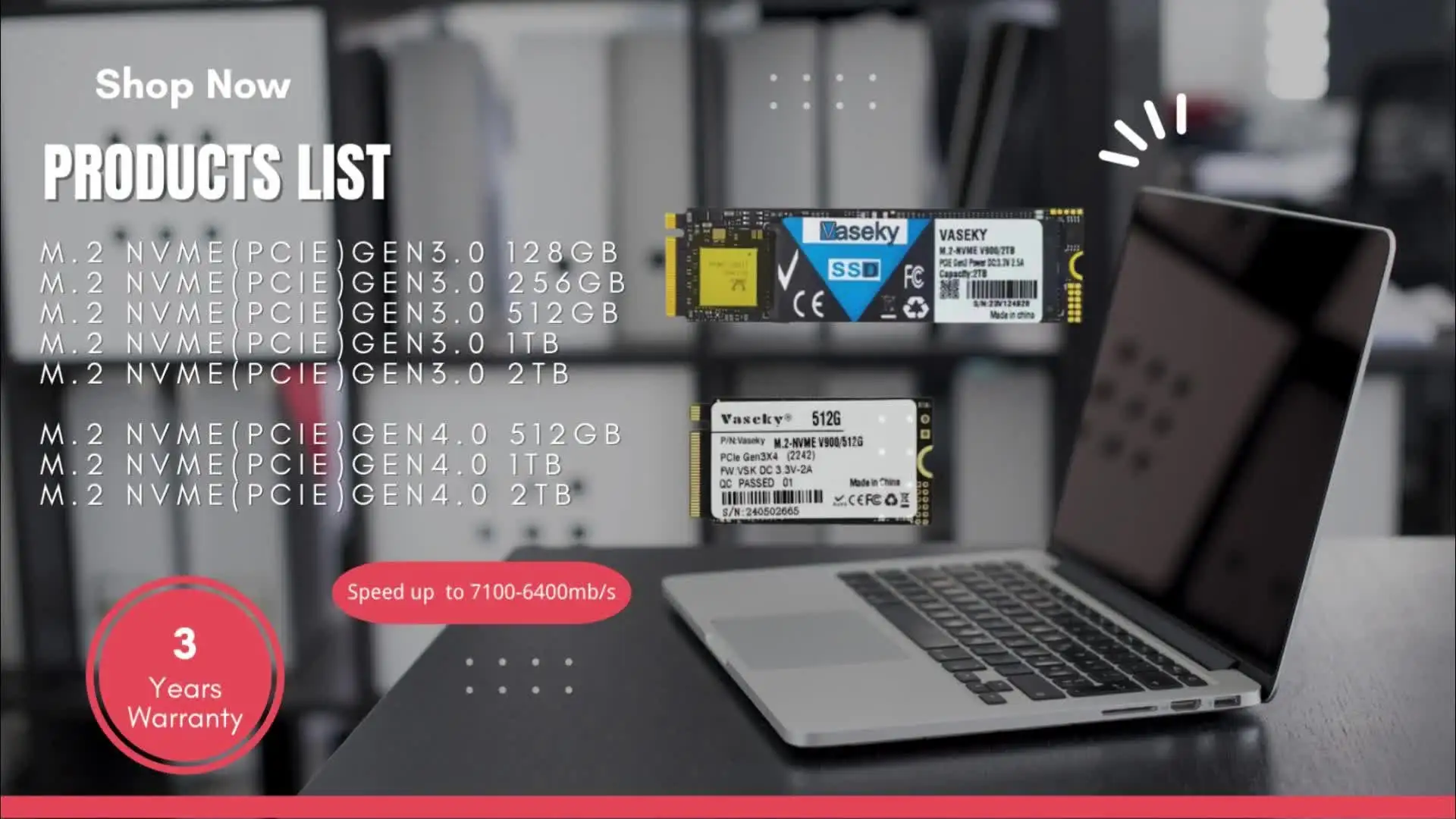 Vaseky Solid State Drive Nvme PCIE 258GB 512GB 1TB 2TB,4TB