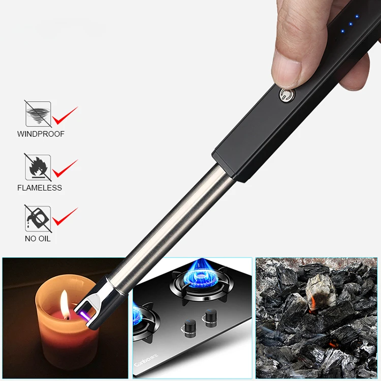 New Design Flameless USB Electric Lighter, Windproof Long Lighters for Candles BBQ Camping Stoves Fireworks