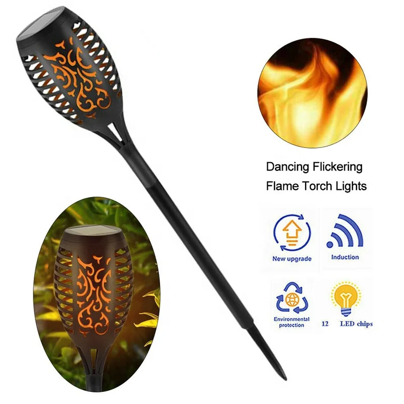 1PC Popular 12 LED Solar flame light fire effect lamp Outdoor Wireless Waterproof Lawn flame effect lamp yard pathway lighting