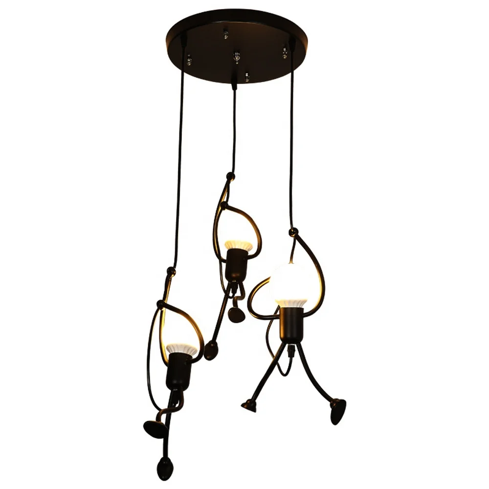 Cheap Price Metal Hanging Lamp Decorative Little Men Pendant Light Creative Chandelier
