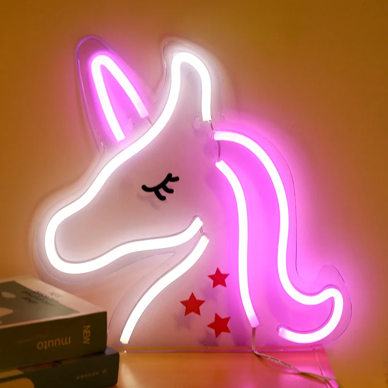 2020 modern wall lamp firestick amazon unicorn shaped LED Neon light for home wedding decoration acrylic neon sign