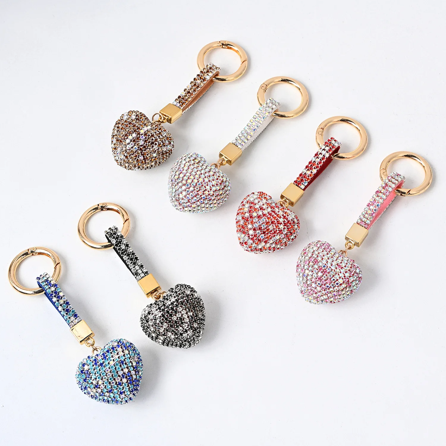 New Design Crystal Alloy Keychain Diamond Heart Bear Star Ball Women