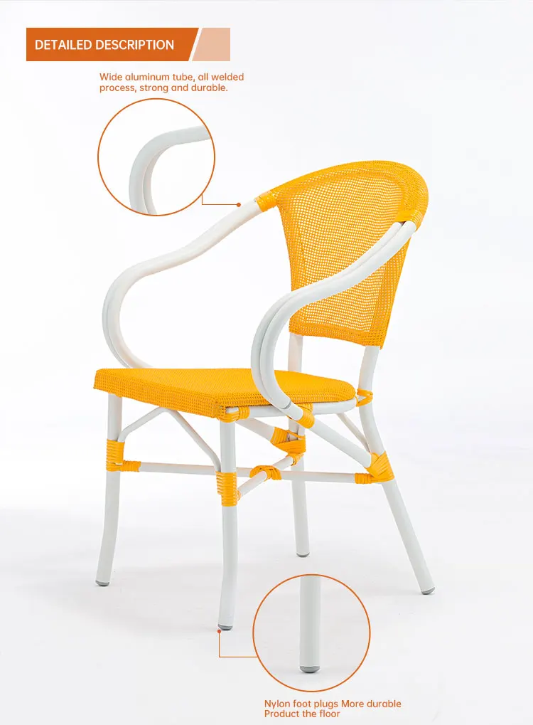 Hot Sale Outdoor Aluminum Frame Multi Color Outdoor Restaurant Chair