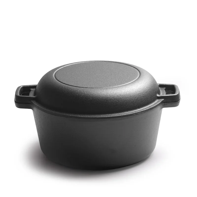 Mu Pots Chefmate Pre-seasoned Double-purpose Cast Iron Casserole With ...