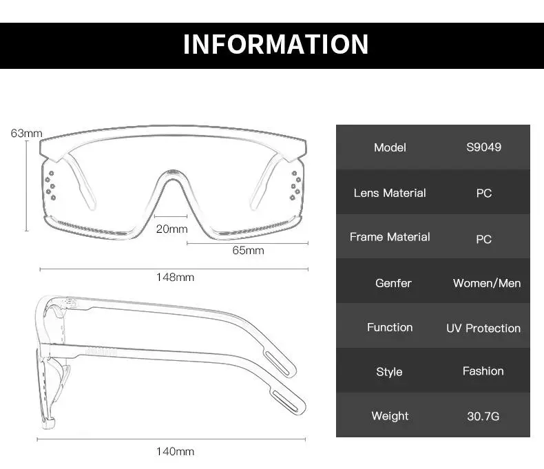 2020 Newest Trendy Men Women Square Sunglasses Gradient Shades UV400 Half Frame One-Piece Lens Sunglasses