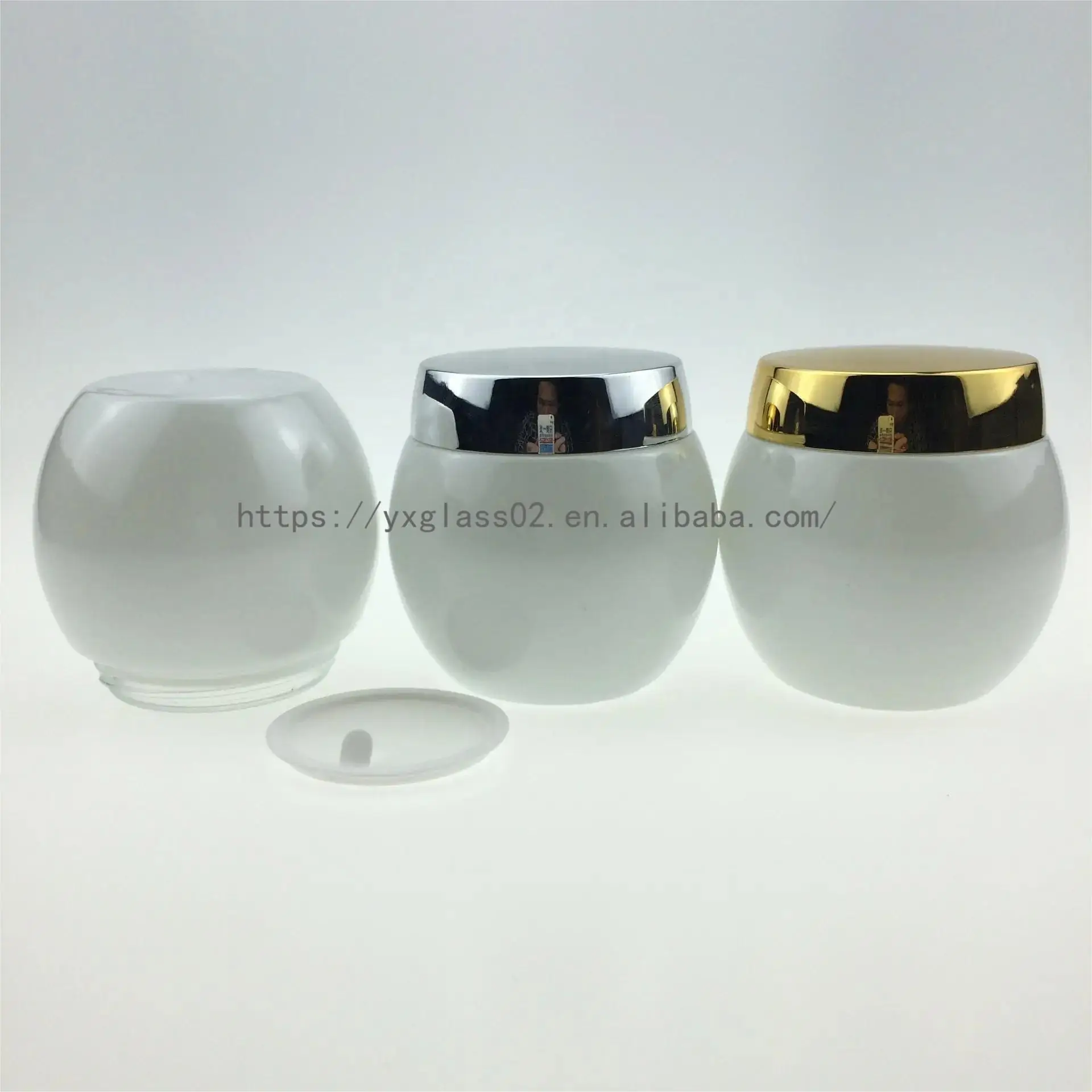 High Quality cream glass jar skincare cosmetic packaging container scrub glass jar120g supplier---fashion egg shape details