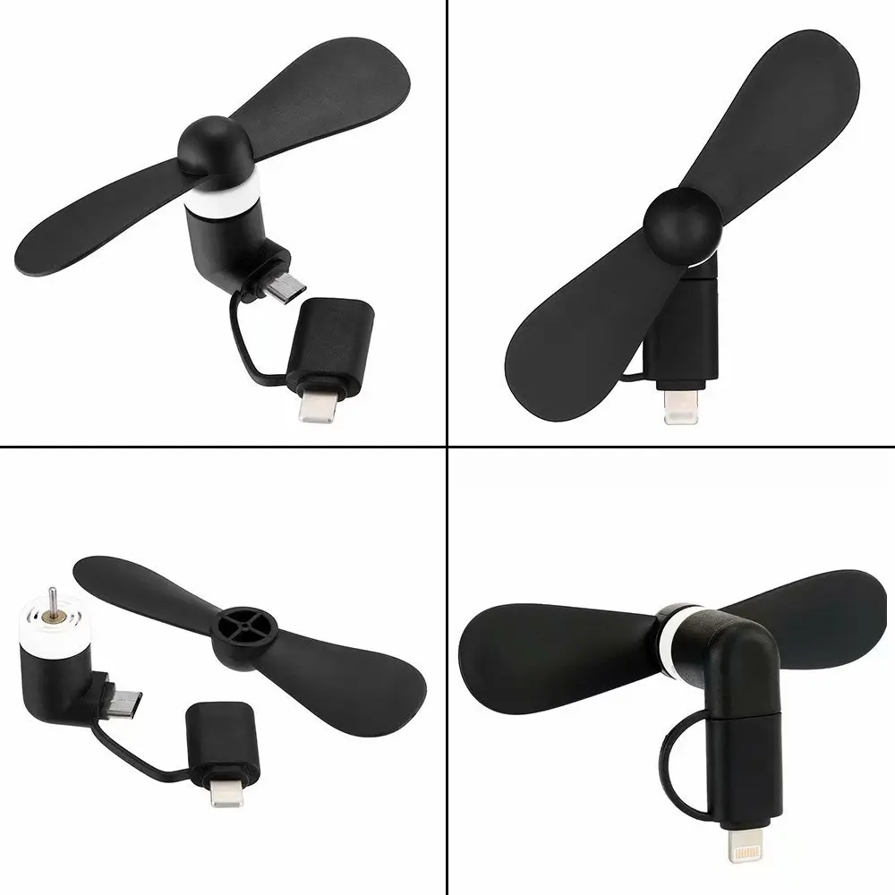 2 In 1 Portable Cell Mobile Phone Fan Usb Plug Mini Fan Sport Travel Cooling Fan For Iphone And