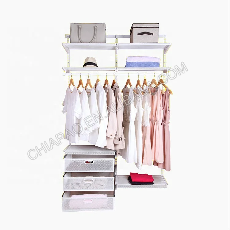 
Wall Mounted Closet Organizer, Closet Kits Shelf, White 