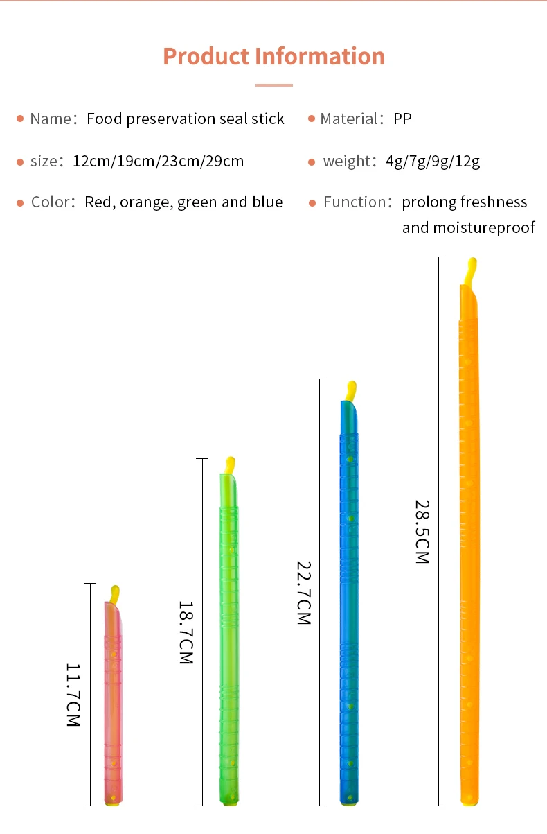 New Plastic Bag Sealing Clip Bag Sealer Stick Set Multicolor Food Storage Snack Clip Plastic Bag