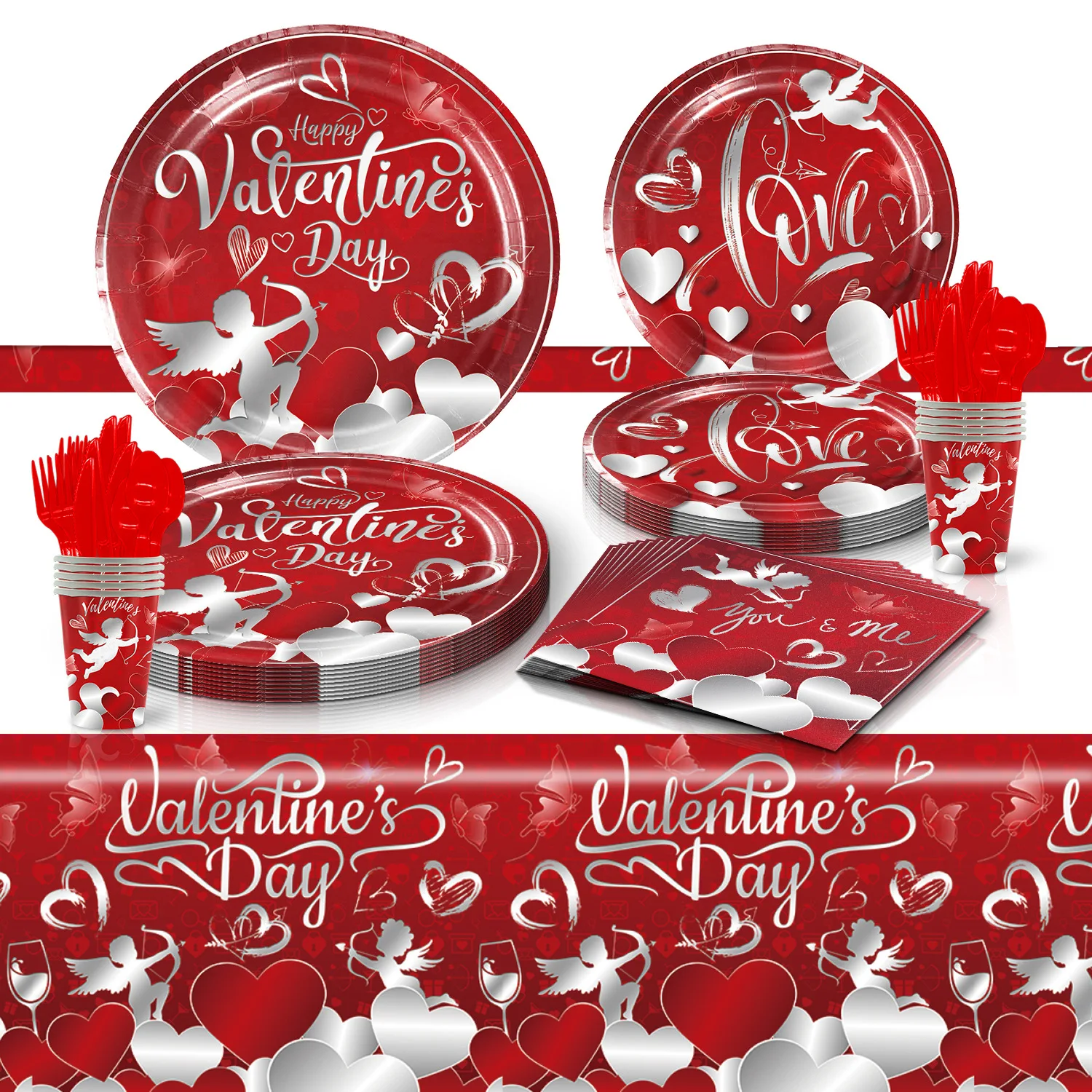 Valentine's Day Themed Sweet Party Decorated Disposable Paper Plate