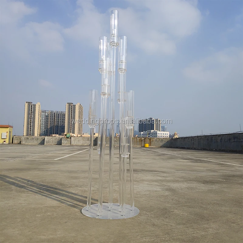New Style 126 Cm Tall Acrylic Candelabra 10 Arms Acrylic Candle Holder