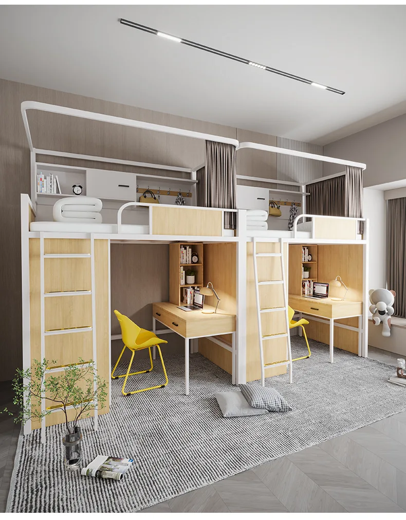 product modern iron loft bed adults iron frame metal bunk bed for students-12