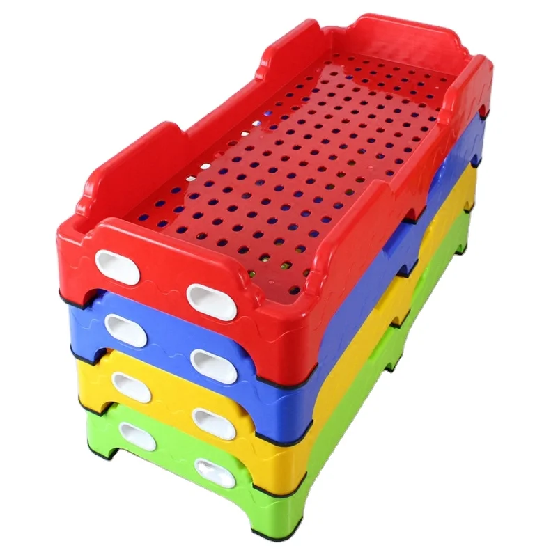 
2020 hot selling colorful kindergarten children plastic kids bed for preschool 