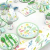 Cartoon Party Decoration Green Dinosaur Horse Tableware Sets Kids Birthday Party Supplies Cute Napkin Gift Bag Decor