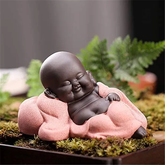 Ceramic Little Buddha Statue Monk Figurine Baby Crafts Dolls Ornaments 