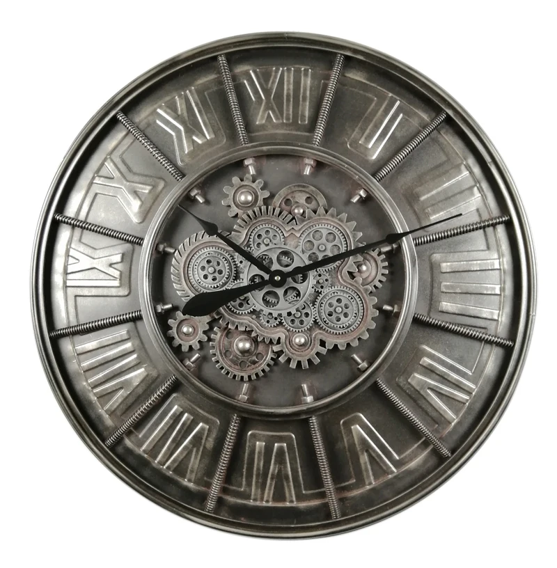 
Mechanism Metal Wall Clocks With Battery Operated 31.5 inch Rustic Farmhouse Decorative Roman Numeral Big Face Vintage Style 