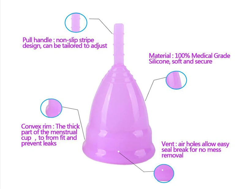 Wholesale Reusable Medical Grade Silicone Menstrual Cup Feminine Hygiene Product Lady 7705