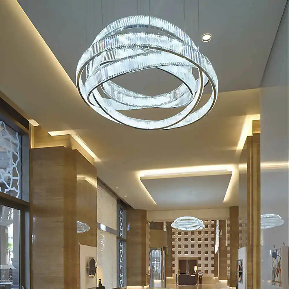 Modern restaurant 3 ring hotel crystal chandelier