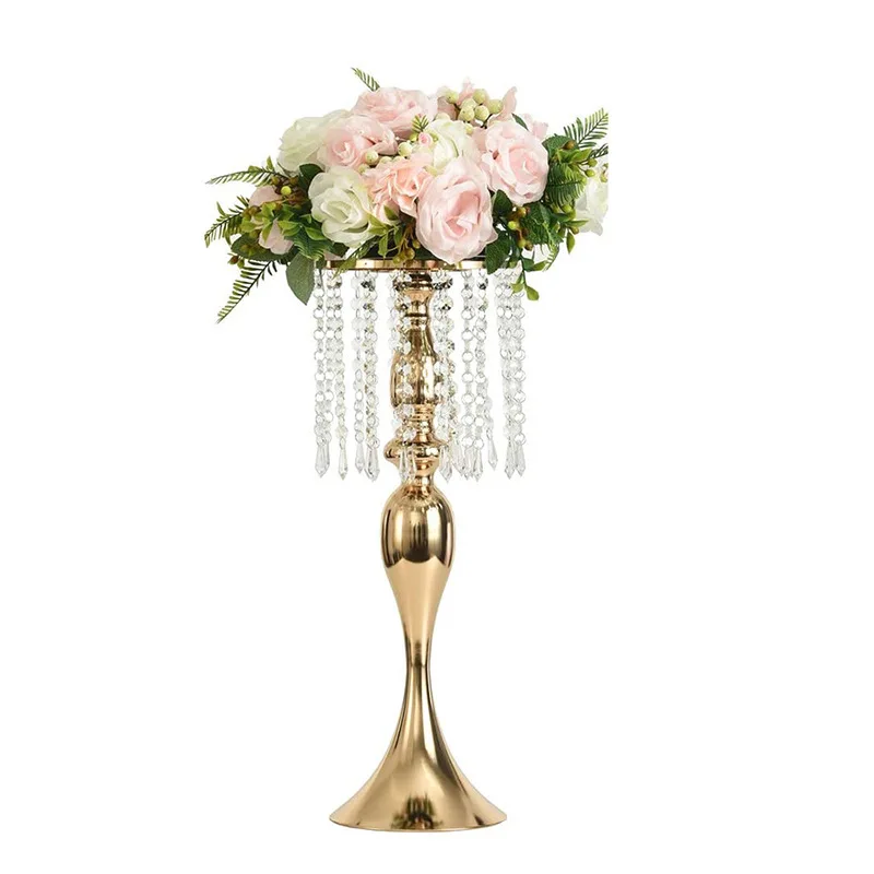 Tall Metal Flower Vase Holders Gold Vases For Centerpieces Crystal
