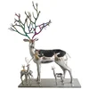 2019 Park decoration famous modern art sculpture polishing Stainless steel deer sculpture for Mother and child