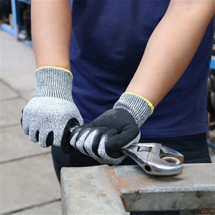 en388 level 5 anti cut hppe liner sandy nitril