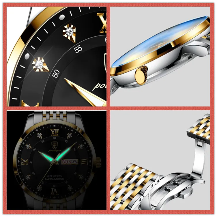 Push Set Watch Men Watch For Men Stainless Steel Luxury Push Button Hidden Clasp ...