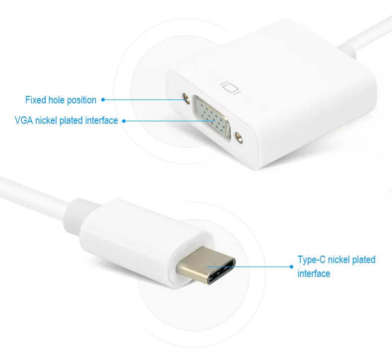 Usb C Vga Adapter For Chromebook Support 1080p Male To Female Micro Usb